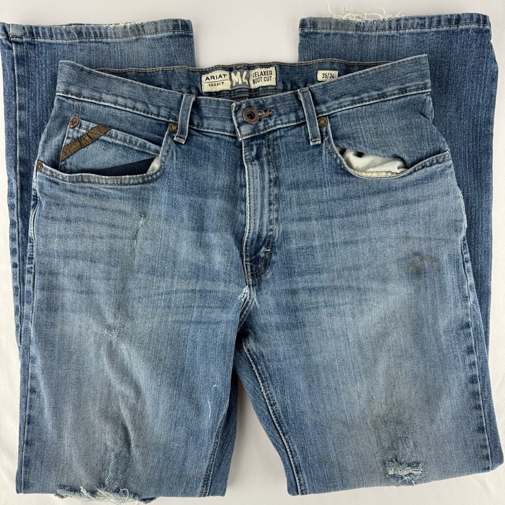 Ariat Men's Distress Relaxed Bootcut Jeans